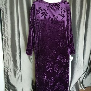 NEW velvet maxi dress L plum purple loungewear